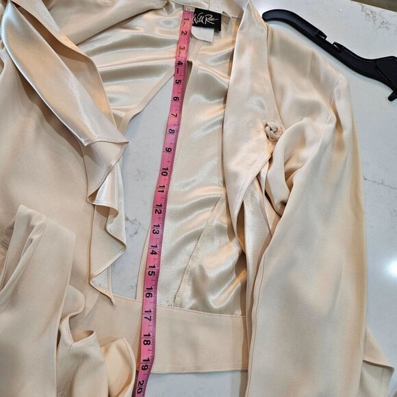 Vintage Wild Rose Small to Medium Cream Dress & Satin Jacket Set 90's Elegant - Picture 11 of 16